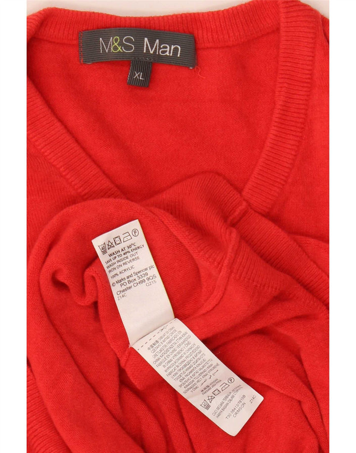 Marks & Spencer Herre V-hals sweater XL Rød Akryl