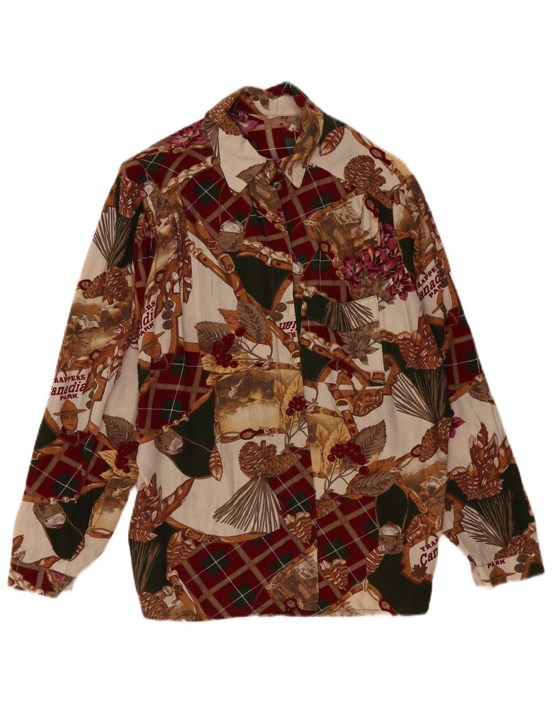 VINTAGE kvinders abstrakt mønster skjortebluse UK 18 XL Flerfarvet