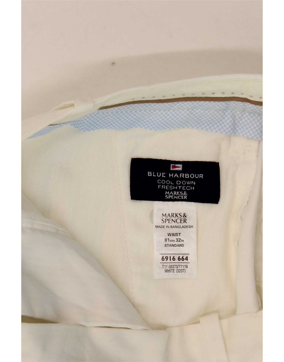 Marks & Spencer Dame Blue Harbor Chino Shorts W32 Large White Bomuld