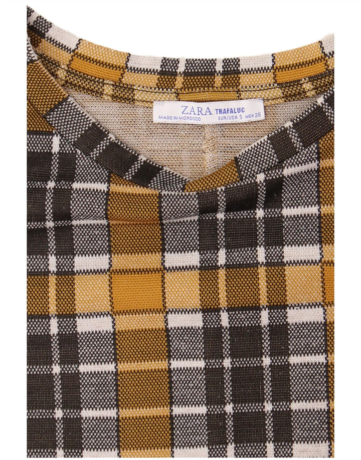 Zara Dame Trafaluc Shift Dress UK 10 Small Yellow Check