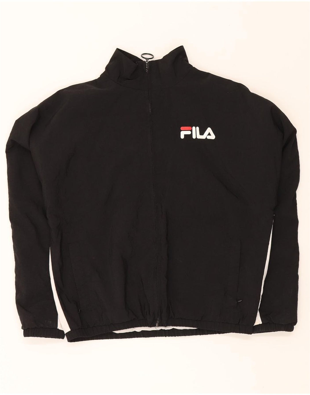 FILA Mens Tracksuit Top Jacket XS Black Colourblock Nylon Vintage Fila and Second-Hand Fila from Messina Hembry 