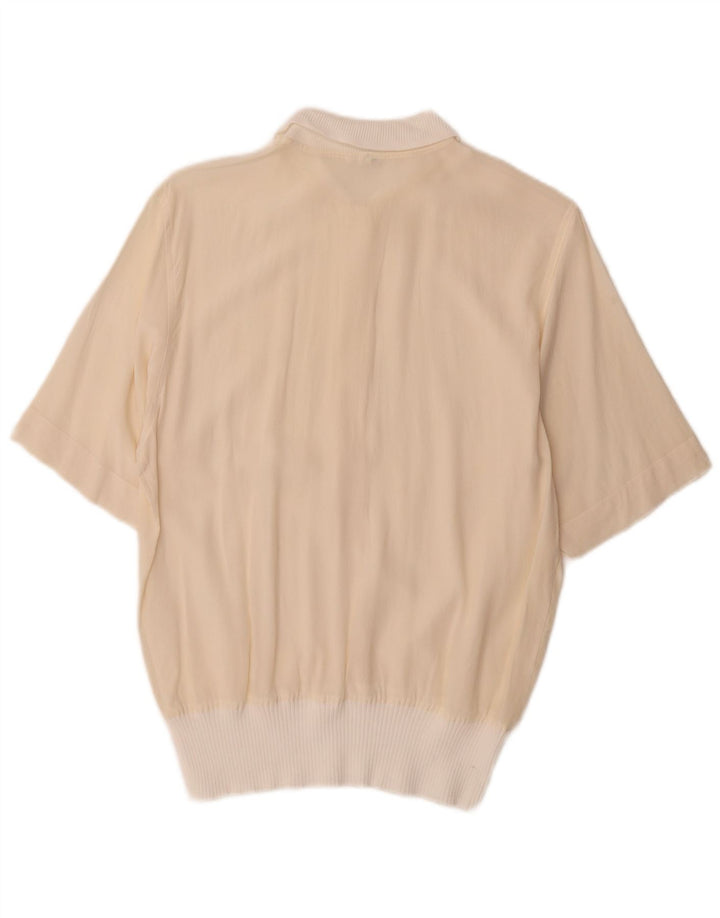 Vintage Dame Pullover Shirt IT 44 Medium Off White Colourblock