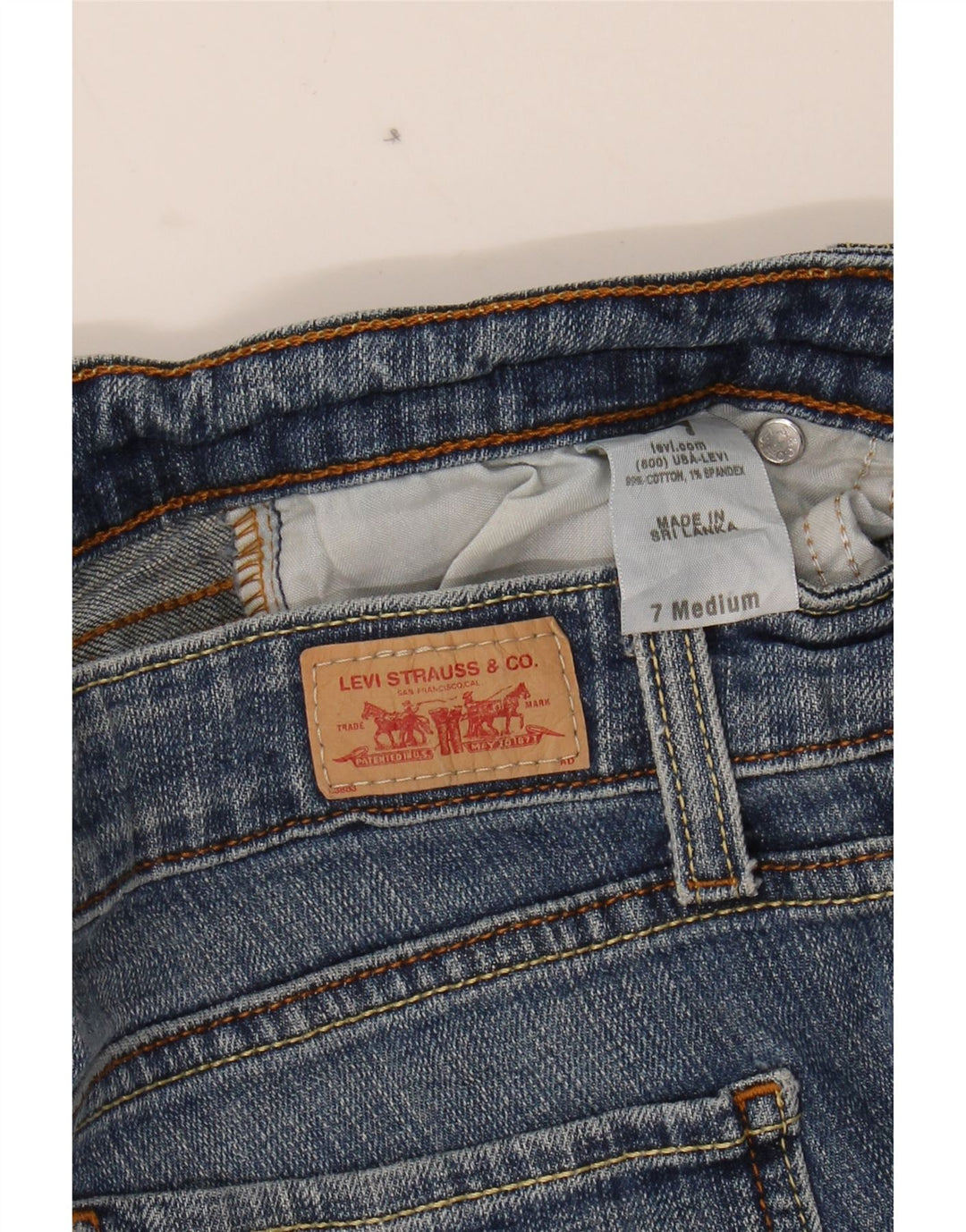 LEVI'S Womens 524 Super Low Skinny Jeans US 7 Medium W30 L31 Navy Blue Vintage Levi's and Second-Hand Levi's from Messina Hembry 