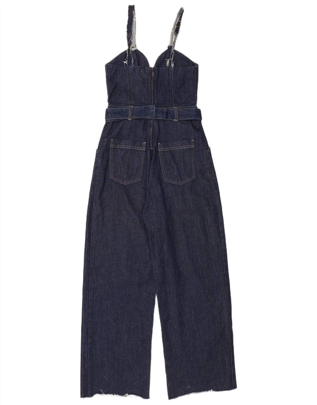 Zara Dame Denim Jumpsuit UK 8 Small Navy Blue Cotton