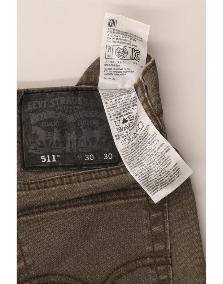 LEVI'S Herre 511 Slim Jeans W30 L30 Khaki Bomuld