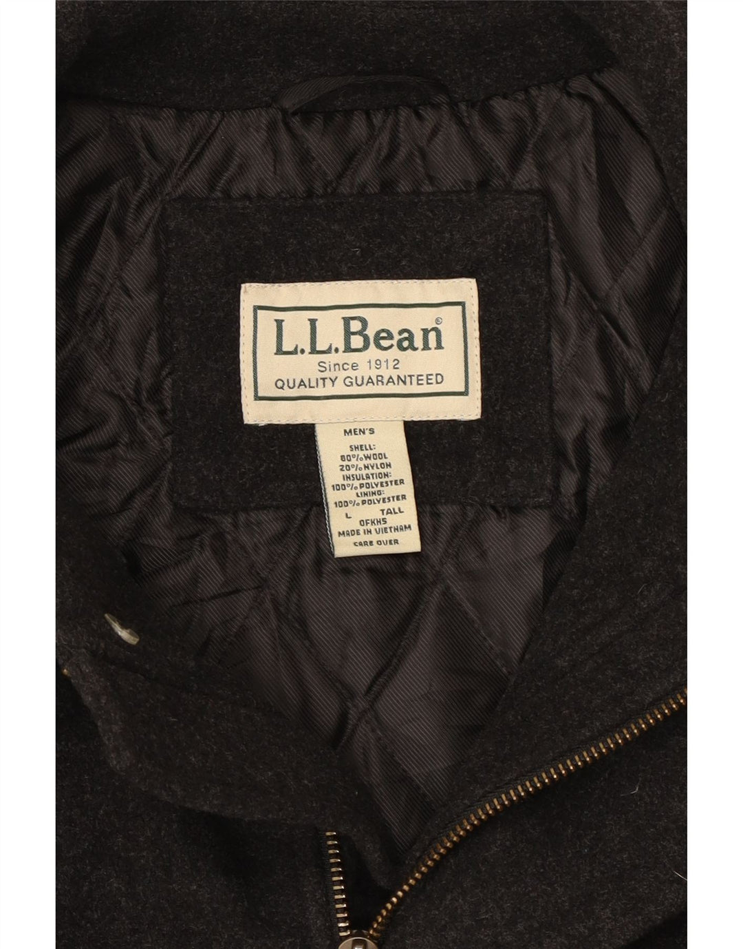 L.L.Bean Herre Høj Overfrakke UK 40 Stor Grå Uld