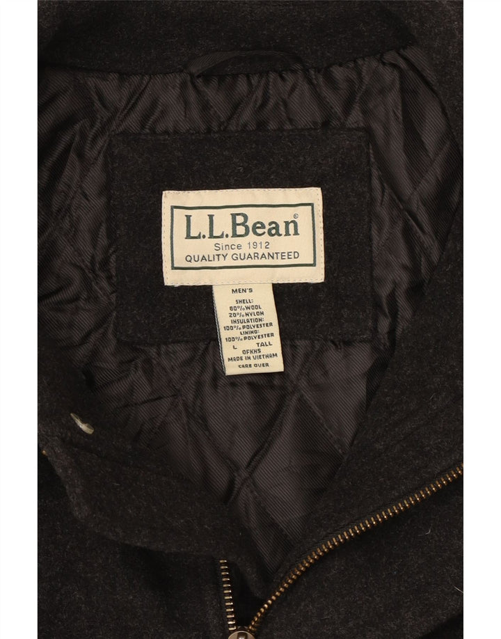 L.L.Bean Herre Høj Overfrakke UK 40 Stor Grå Uld
