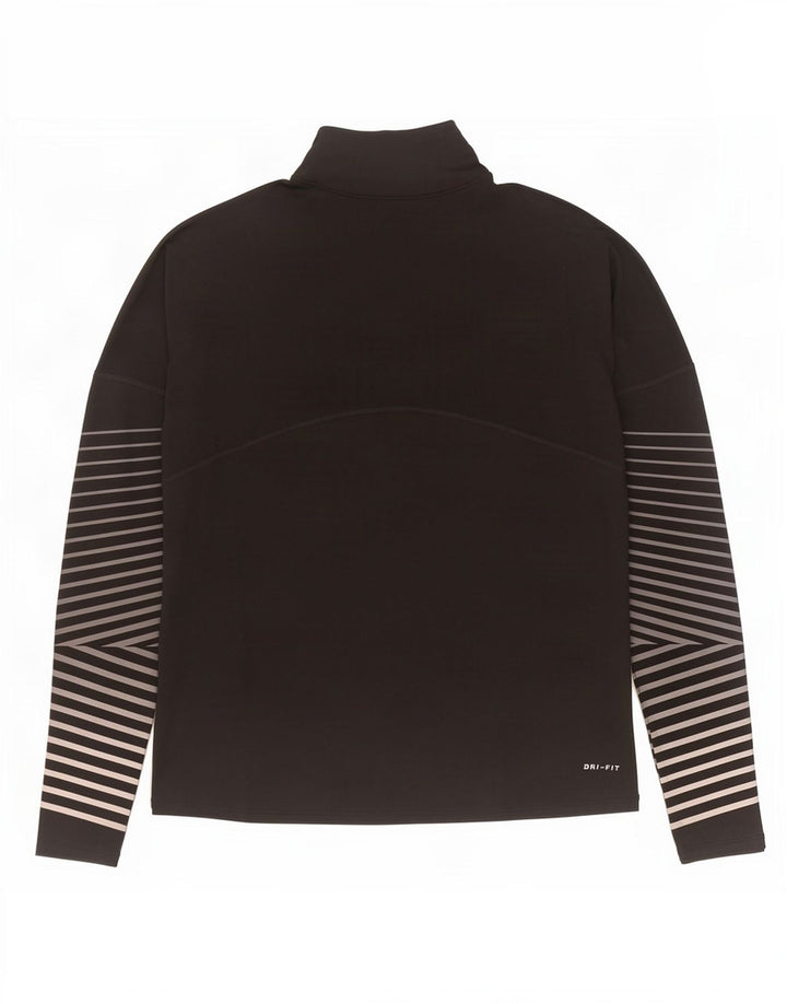 Nike Herre Dri Fit Pullover med lynlåshals Træningsdragt Top Medium Sort Stribet