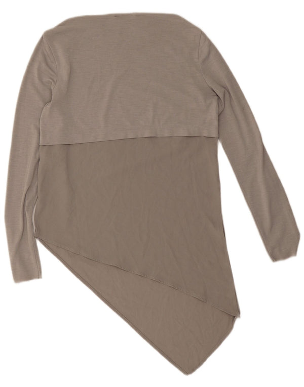 Zara Dame Langærmet Asymmetrisk Tunika Top UK 10 Lille Grå Polyester