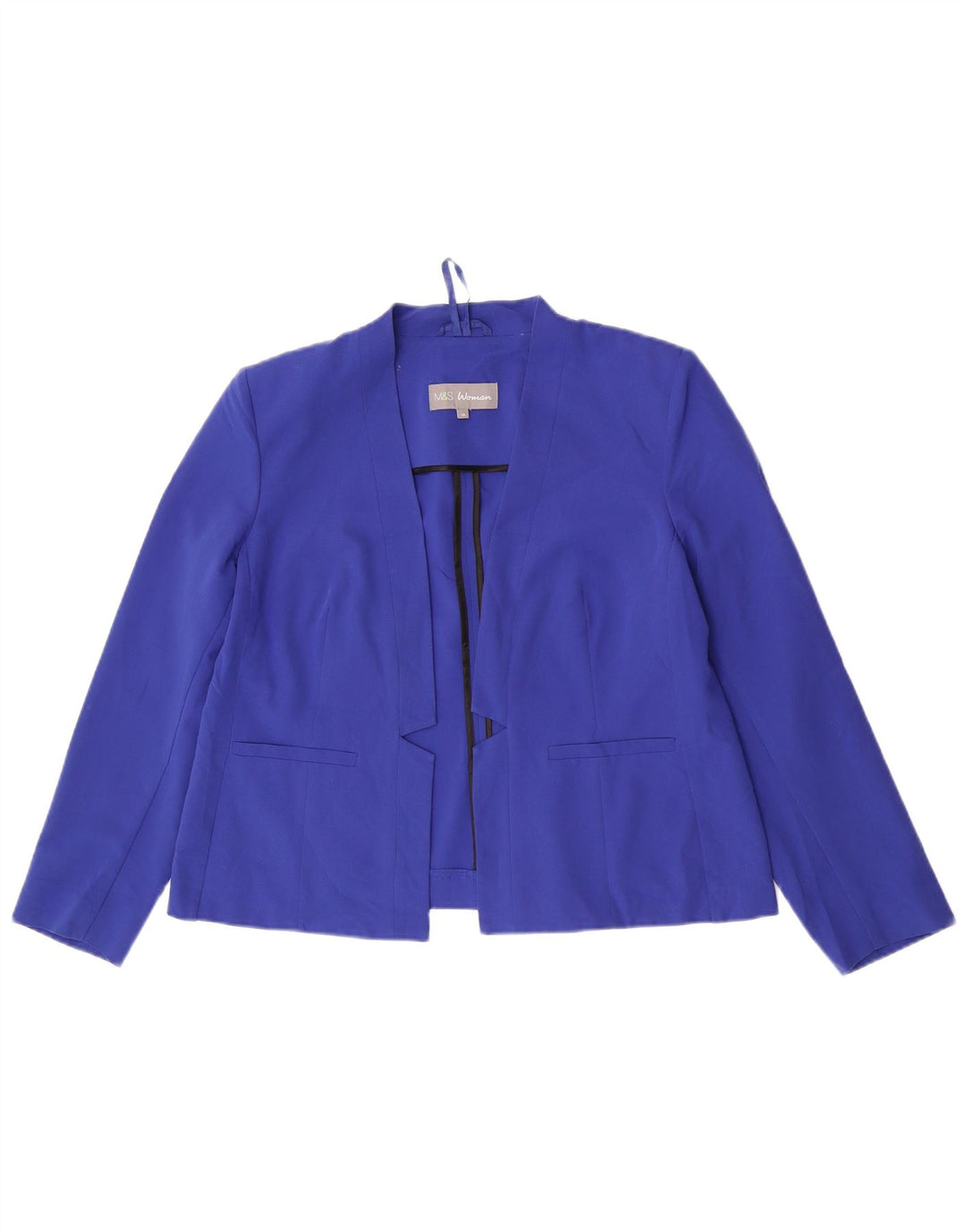 Marks & Spencer Womens Open Blazer Jacket UK 16 Large Blue Polyester