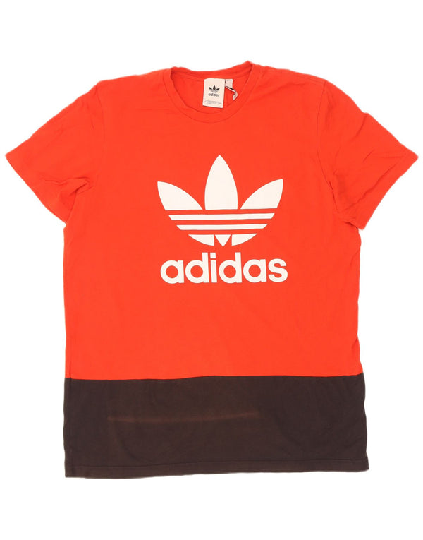 Adidas Grafisk T-Shirt Top til mænd XL Rød Colourblock Bomuld