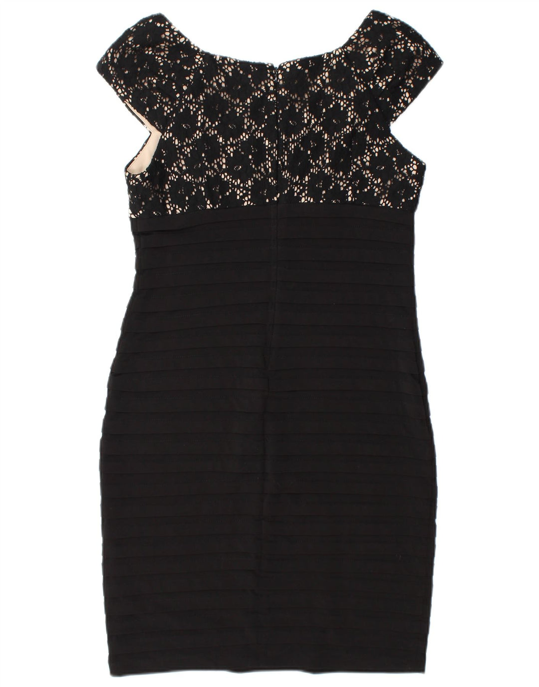 WALLIS Dame Ærmeløs Bodycon Kjole UK 12 Medium Sort Polyester