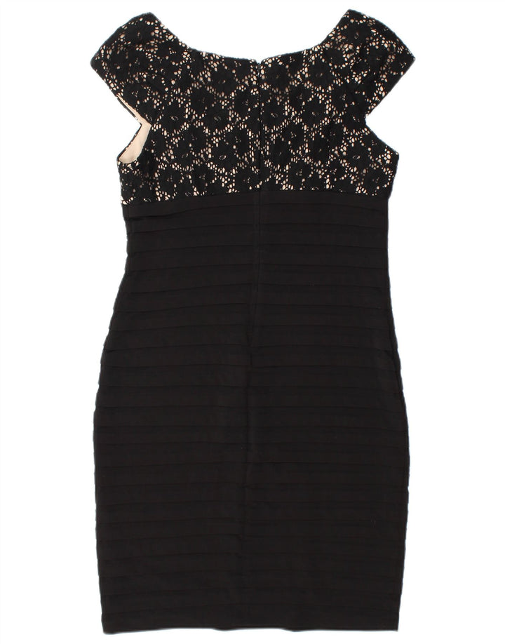 WALLIS Dame Ærmeløs Bodycon Kjole UK 12 Medium Sort Polyester