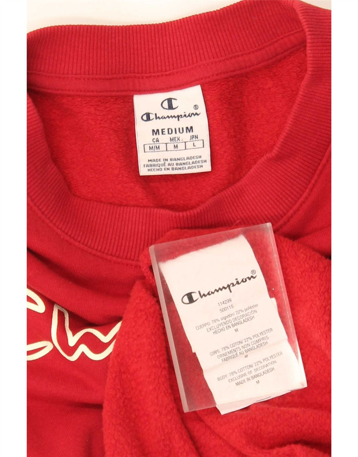 Champion Womens Crop Graphic Sweatshirt Jumper UK 14 Medium Red Bomuld