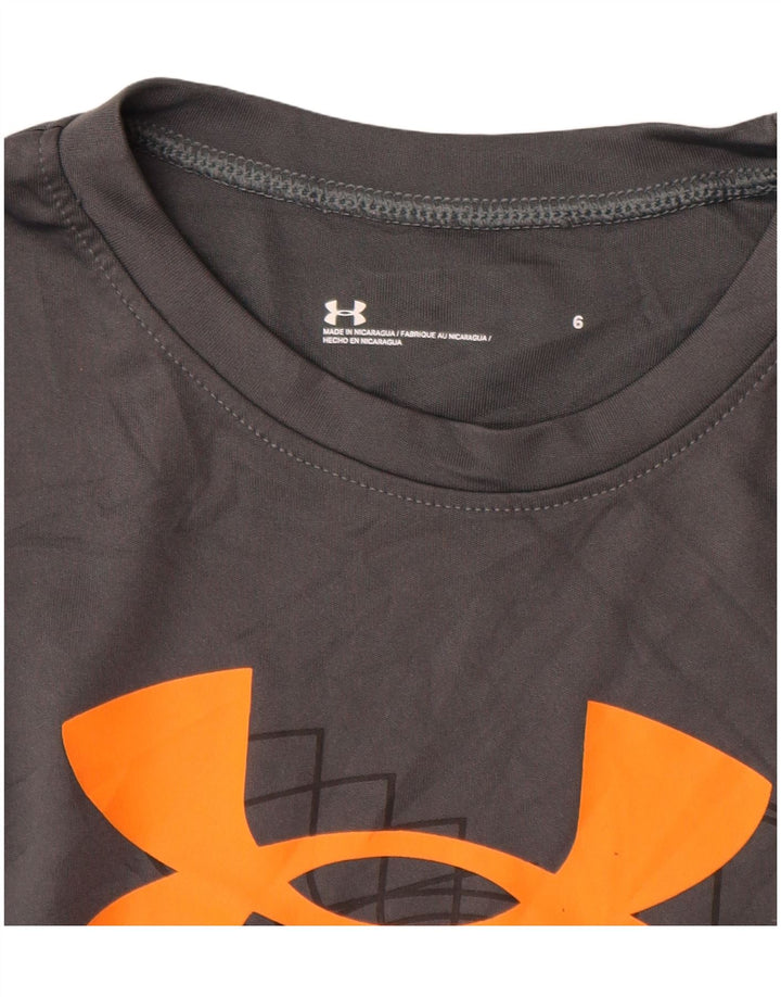 UNDER ARMOUR Drenge Grafisk T-Shirt Top 5-6 år Grå Polyester