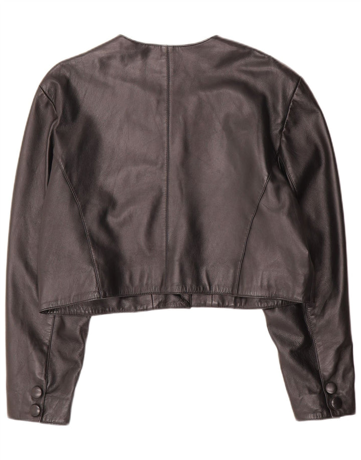 Vintage dame læder Bolero jakke EU 44 XL sort læder