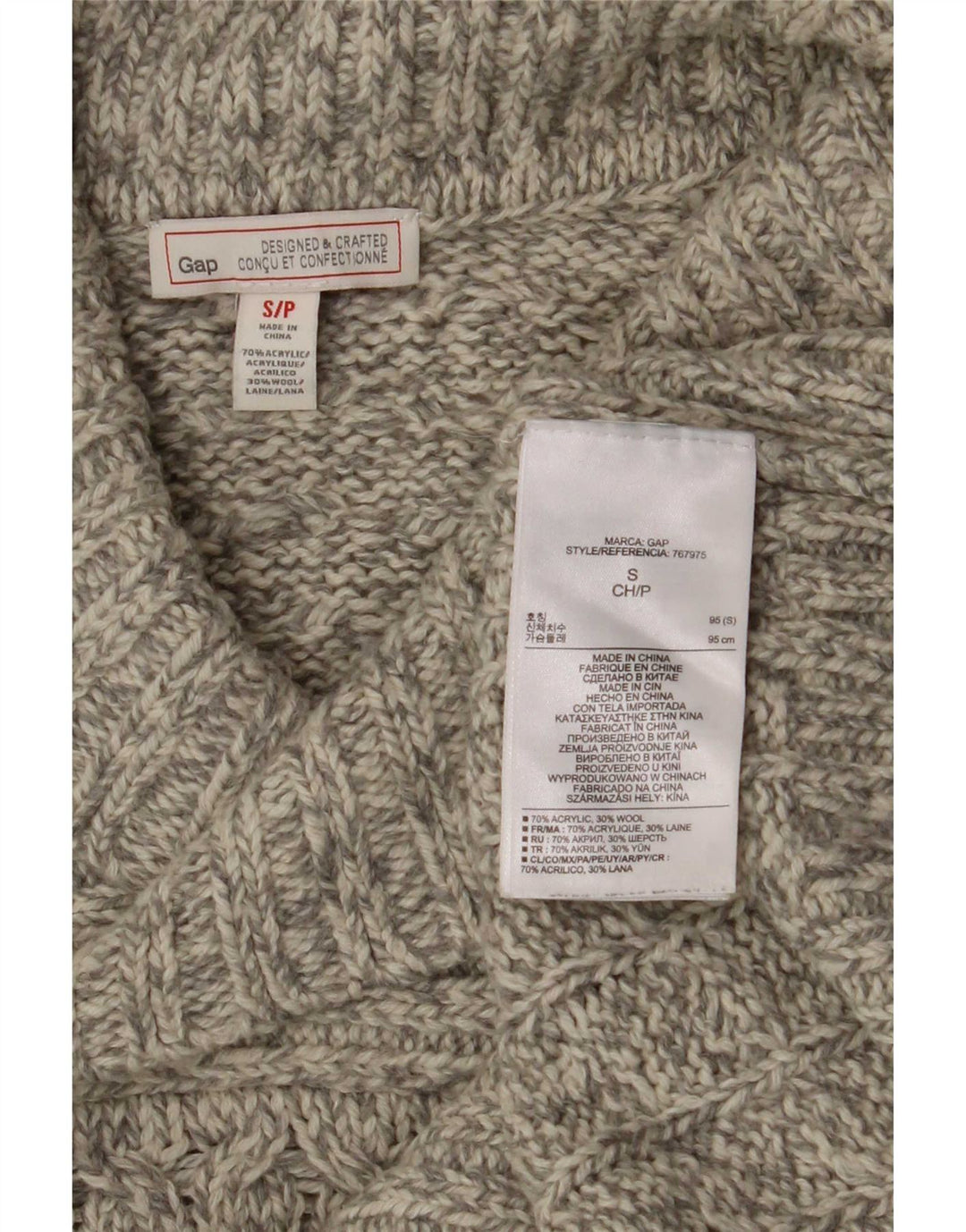 Gap Herre Shawl Neck Jumper Sweater Small Grey Flecked Acryl