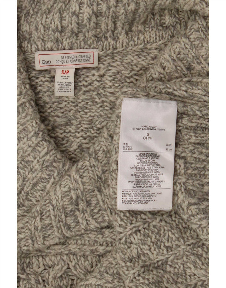Gap Herre Shawl Neck Jumper Sweater Small Grey Flecked Acryl