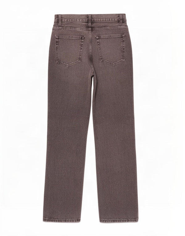 Zara Dame Jeans med høj talje og brede ben EU 40 Medium W30 L33 Grå Bomuld