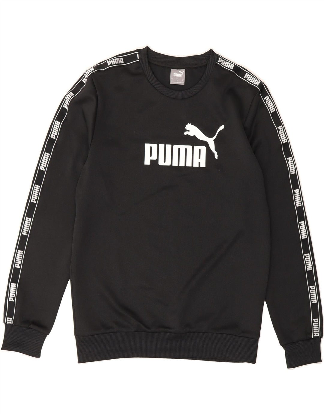 PUMA Mens Graphic Sweatshirt Jumper Small Black Polyester Vintage Puma and Second-Hand Puma from Messina Hembry 