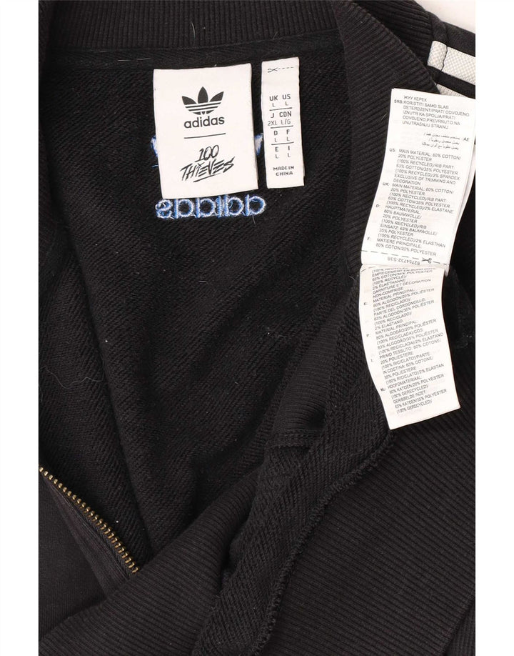 Adidas Sweatshirt med lynlås til mænd, stor sort bomuld