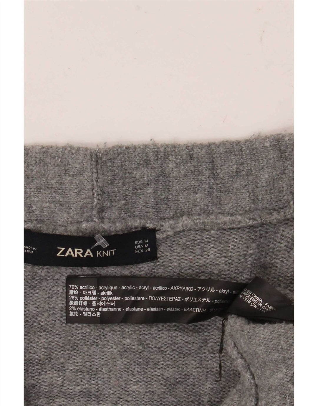 Zara Kvinders Oversized Cardigan Sweater UK 14 Medium Grey Flecked Acryl