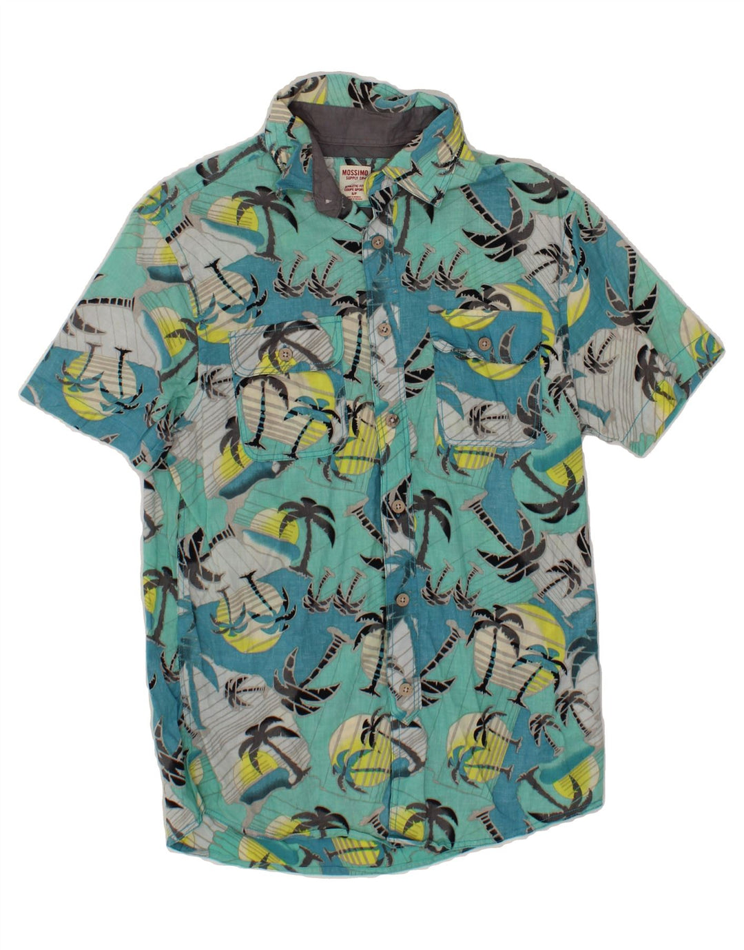 MOSSIMO Mens Athletic Fit  Short Sleeve Shirt Small Blue Cotton Hawaiian Vintage Mossimo and Second-Hand Mossimo from Messina Hembry 