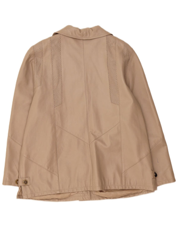Vintage læderjakke til kvinder UK 22 3XL Beige lammeskind
