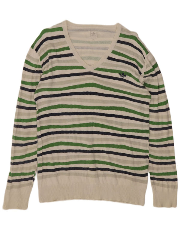Adidas Herre V-hals sweater Medium Flerfarvet stribet bomuld