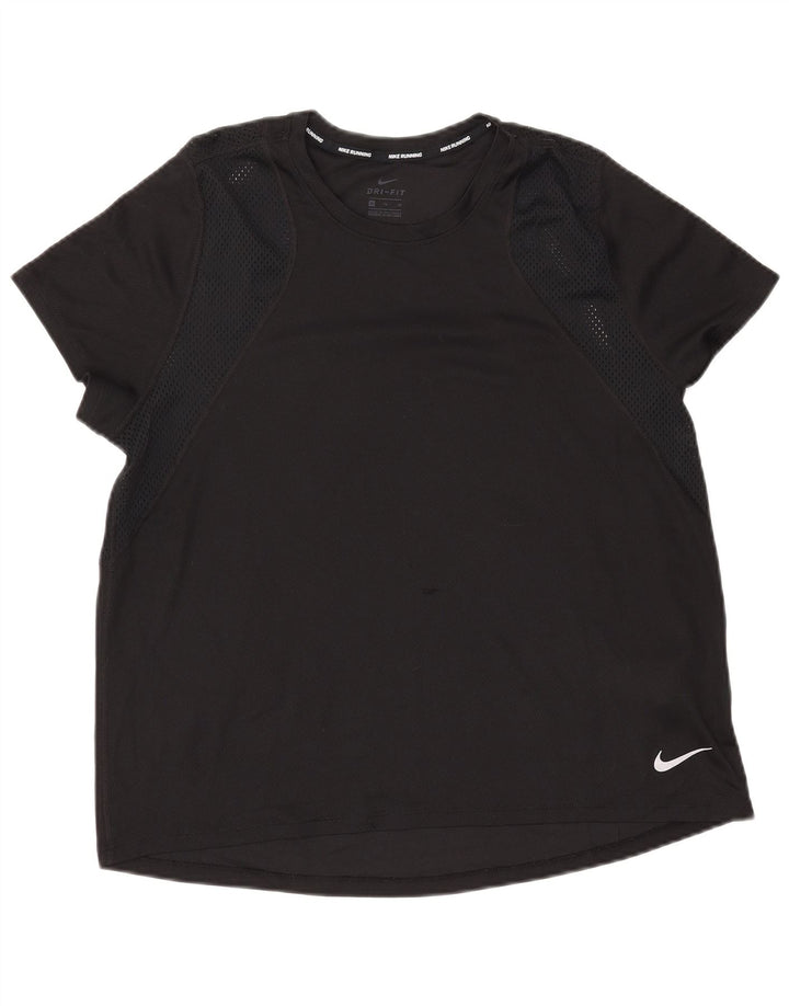 Nike Dame Dri Fit T-Shirt Top UK 18 XL Sort Polyester