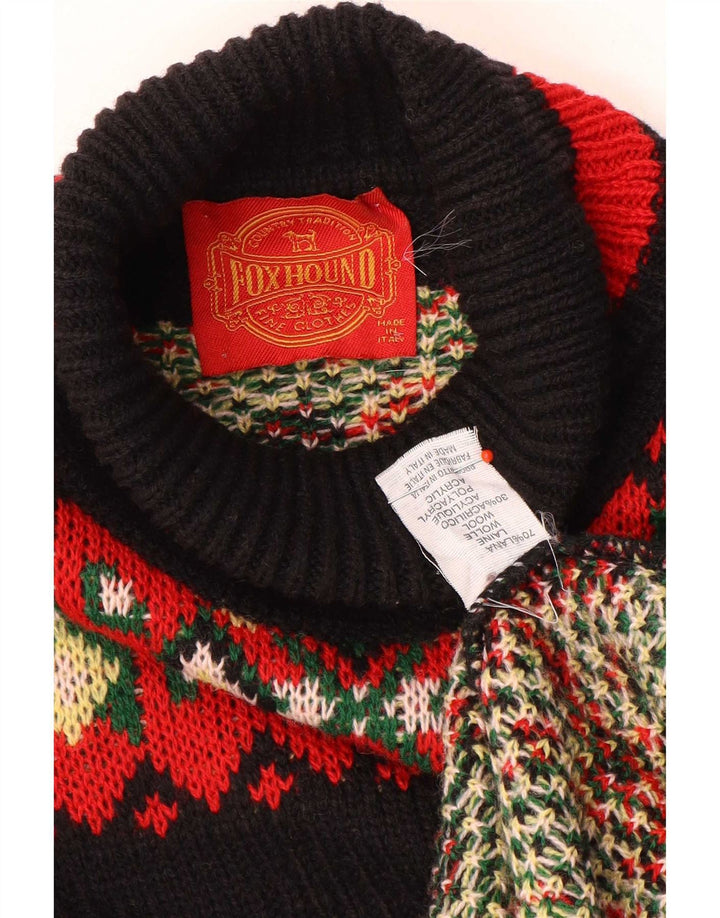 Foxhound Herre Roll Neck Jumper Sweater Large Black Fair Isle