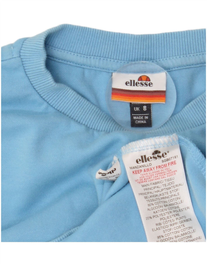 ELLESSE Grafisk Sweatshirt Jumper til kvinder UK 8 Lille blå bomuld