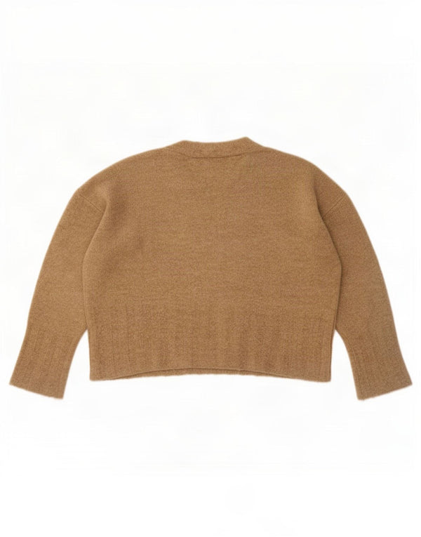 Marks & Spencer Dame Crop Crew Neck Jumper Sweater UK 16 Large Beige