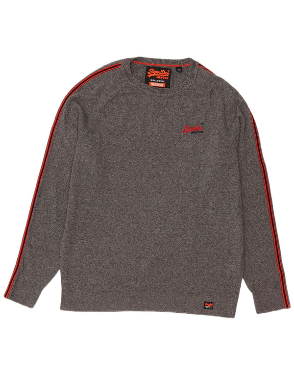SUPERDRY Herre sweater med rund hals, stor grå bomuld