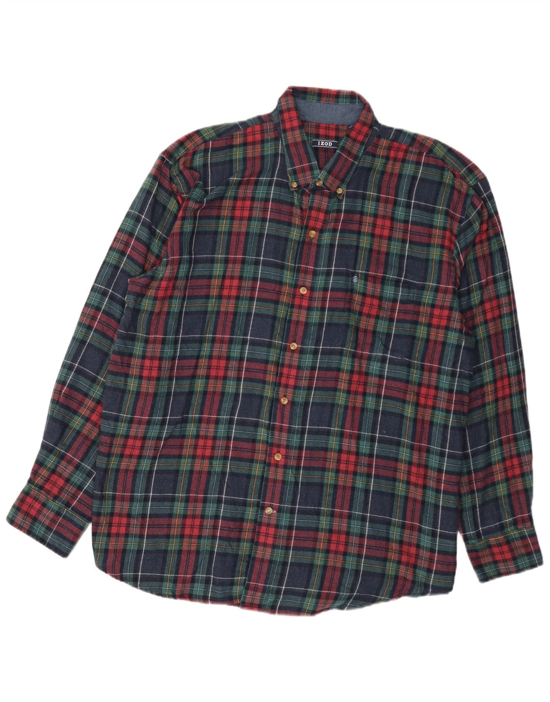 IZOD Flanelskjorte til mænd 2XL marineblå ternet bomuld