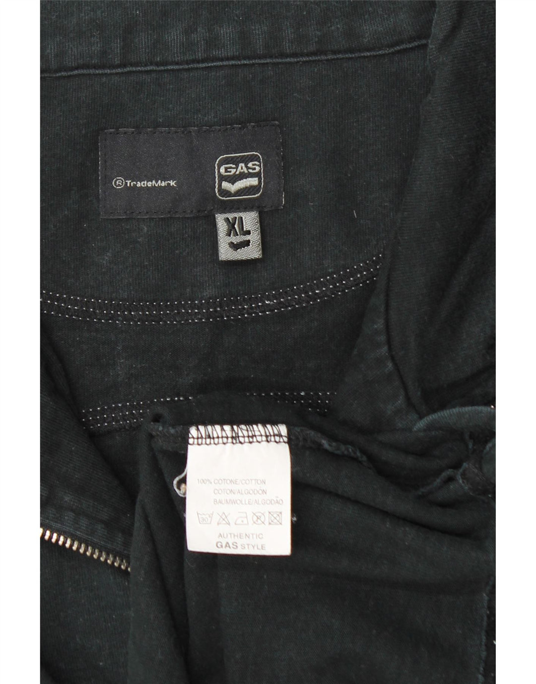 Gas Herre Zip Neck Top Langærmet XL Sort Bomuld