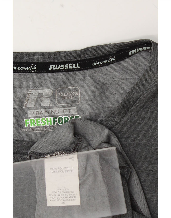 RUSSELL ATHLETIC Herre Dri-Power T-Shirt Top 3XL Grå Flecked Polyester