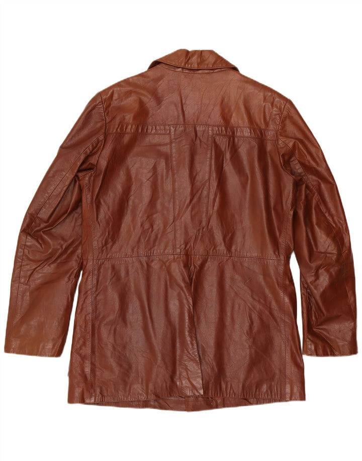 Vintage Herre 3-knaps Læder Blazer Jacket UK 40 Large Brown