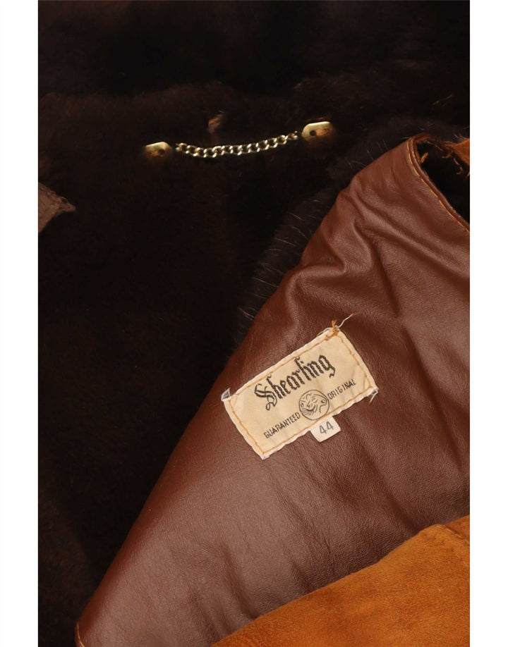 Vintage Dame Oversized Shearling Coat IT 44 Medium Brun