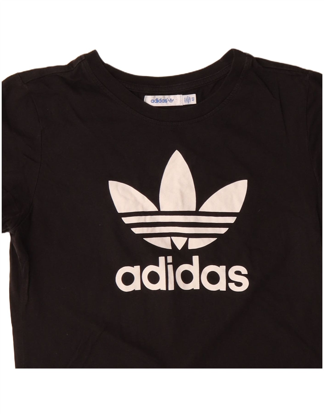 ADIDAS Grafisk T-shirt top til kvinder IT 40 Lille sort bomuld