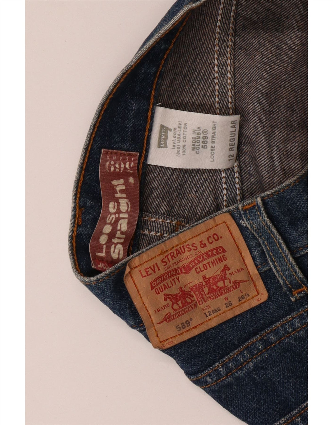 LEVI'S Boys 569 Loose Fit Straight Jeans 11-12 år W26 L26 Blå Bomuld