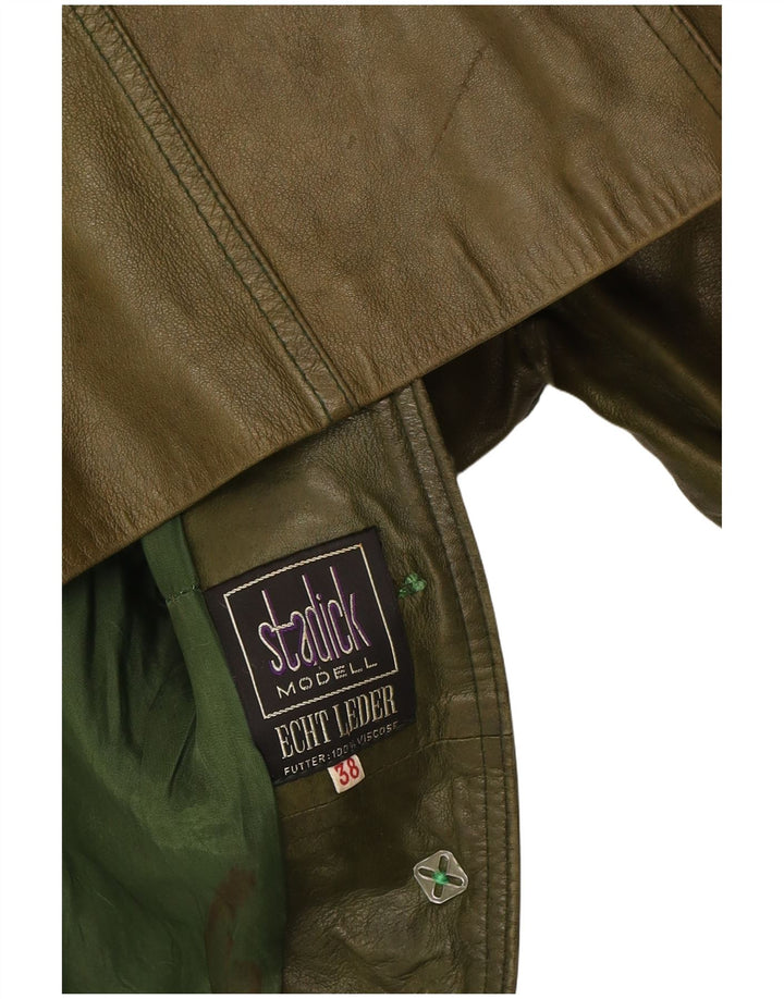 STADICK Womens Leather Jacket IT 38 XS Green Leather