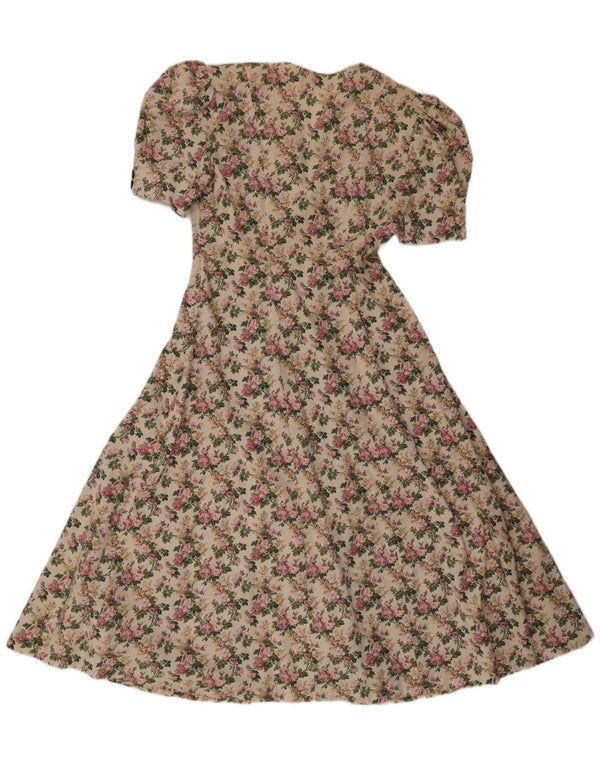 Vintage Dame Maxi Shirt Dress UK 10 Small Multicolored Floral
