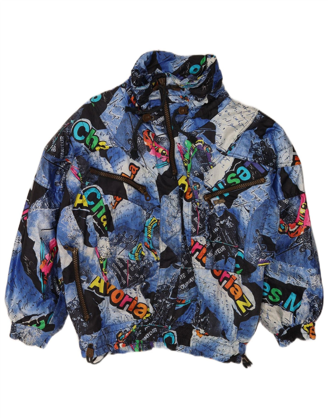 Numero Uno Dame Oversized Grafisk Pullover Skijakke IT 40 Lille Blå