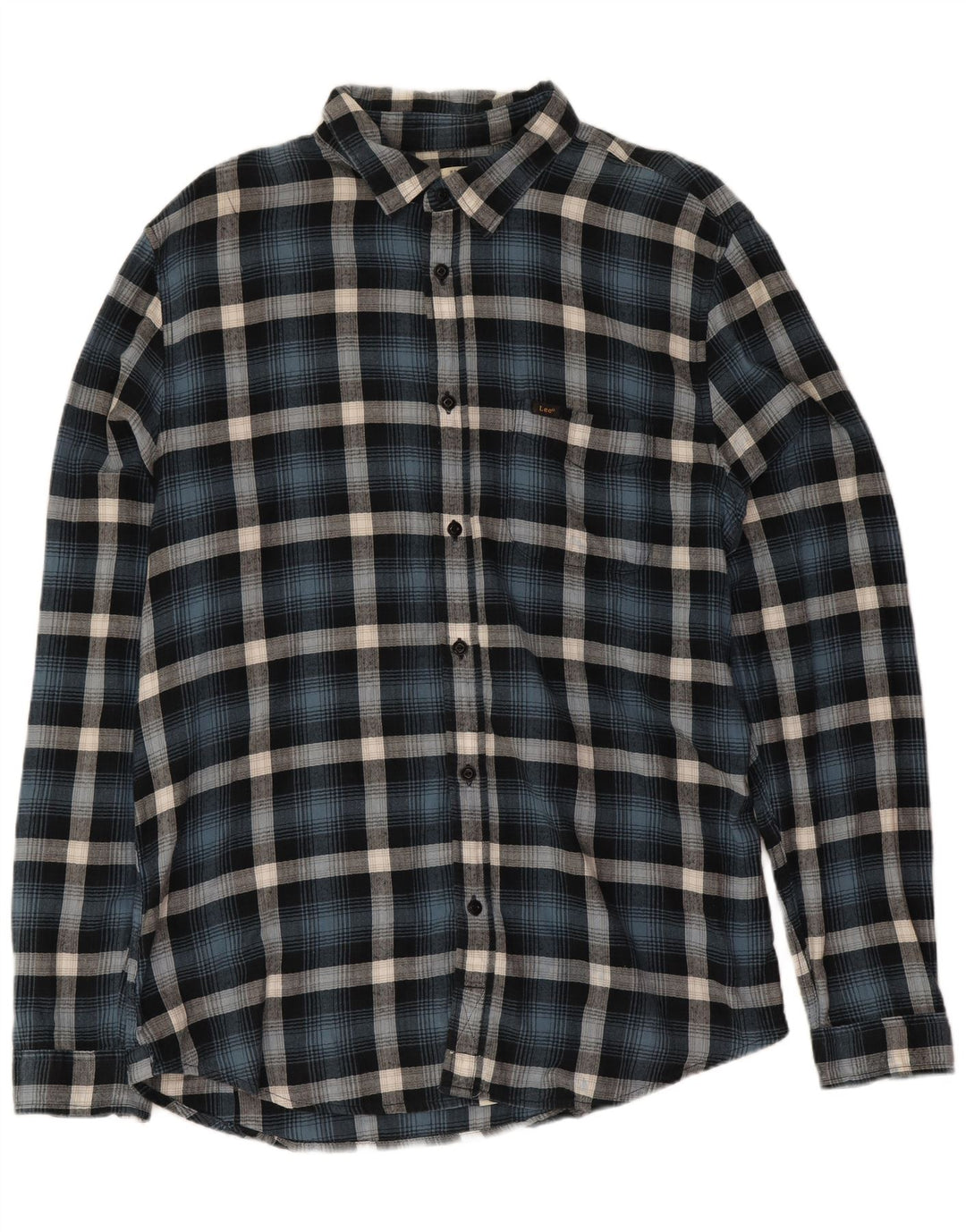 Lee Herre Regular Fit Flanellskjorte XL Blå Plaid