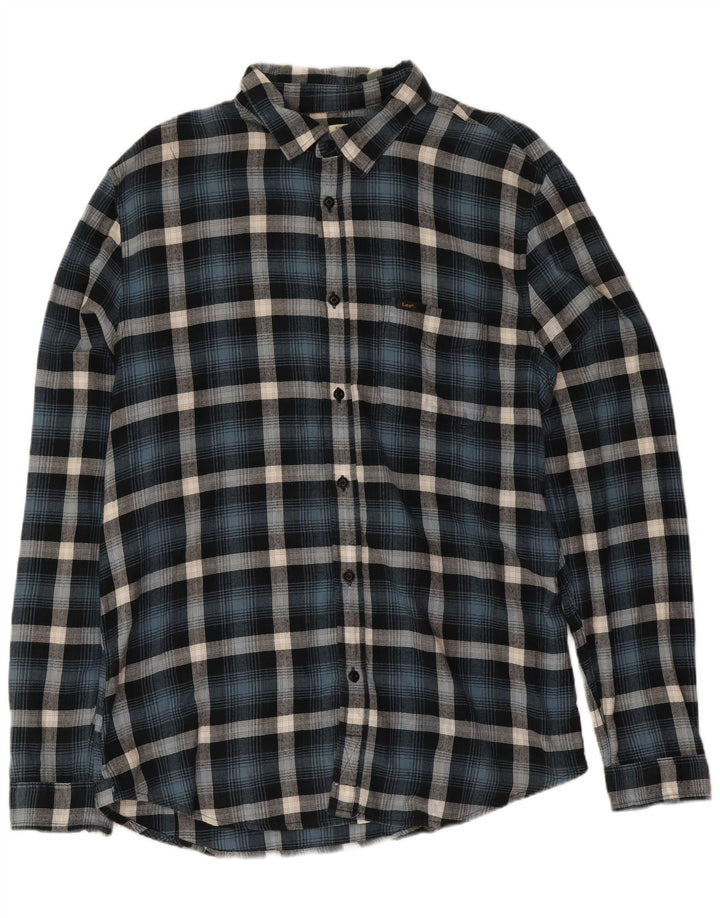 Lee Herre Regular Fit Flanellskjorte XL Blå Plaid