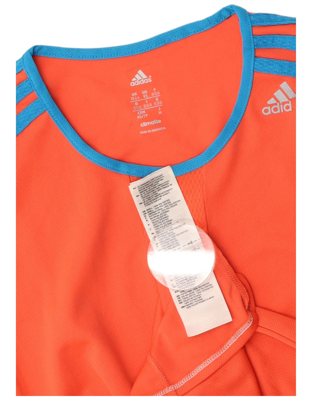 ADIDAS Dame Climalite T-Shirt Top UK 4/6 XS Orange Polyester