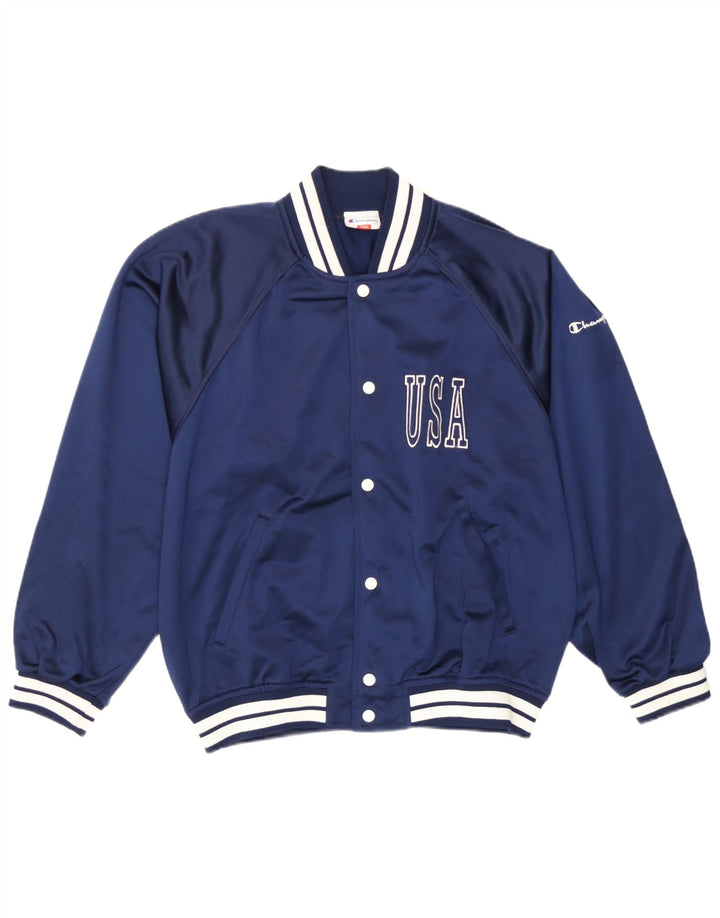 Champion Herre USA Grafisk træningsdragt Top jakke Lille marineblå polyester