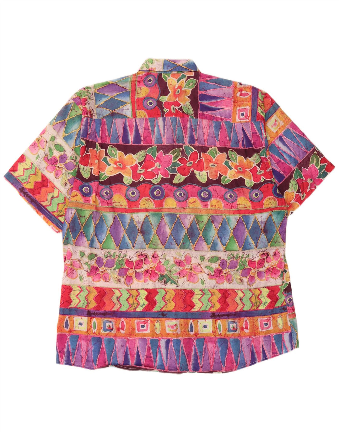 VINTAGE Kortærmet Herreskjorte Stor Flerfarvet Geometrisk