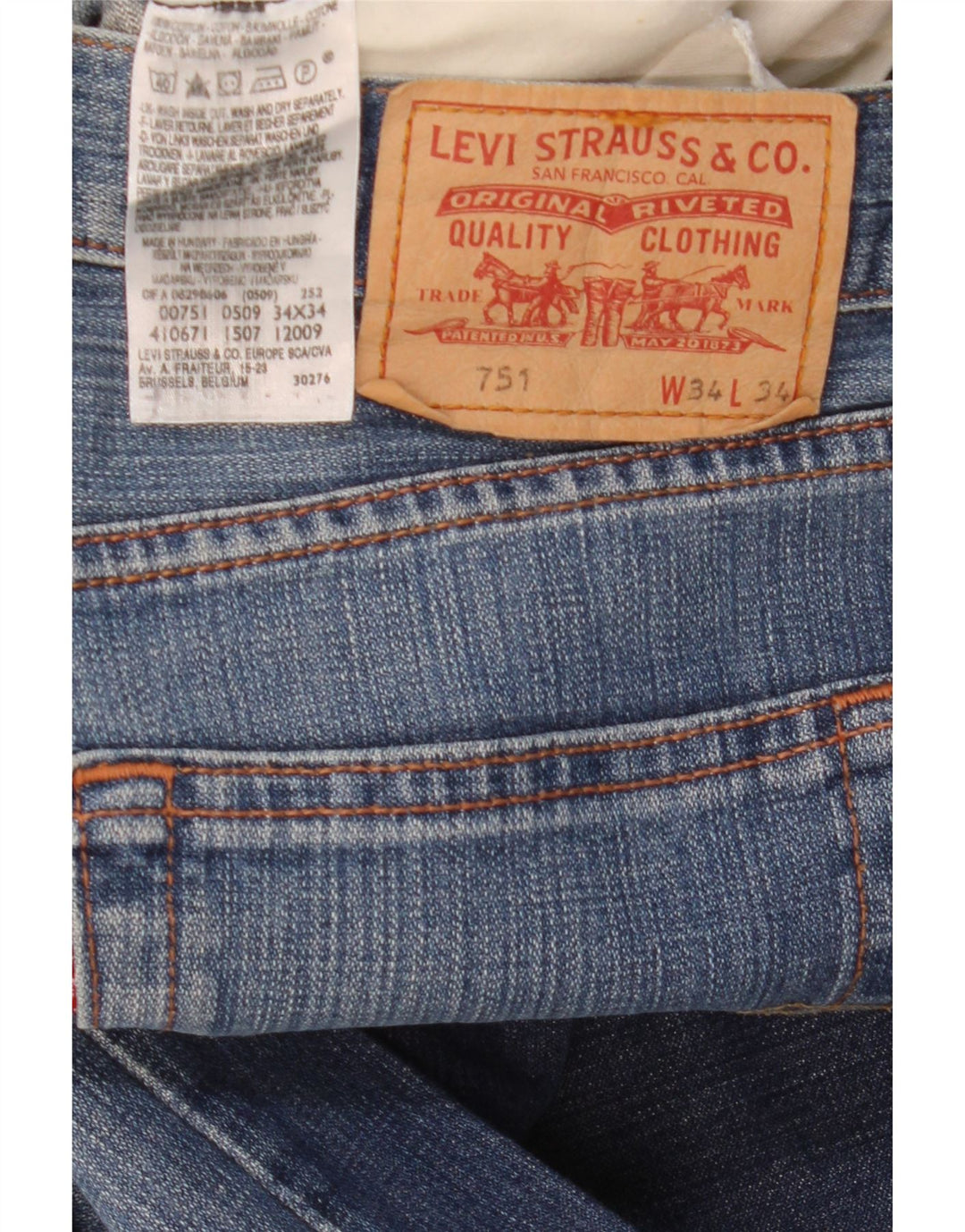 Levi's Herre 751 Straight Jeans W34 L30 Blå Bomuld